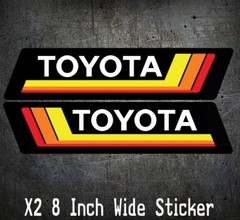 x2 8 Inch TOYOTA Sticker Retro Fits Tacoma 4Runner Land Cruiser FJ Rav4 Set JDM
