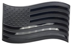ALUMINUM Black American Flag Wavy Car Sticker Decal Emblem Truck 3.12″ x 1.75″