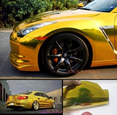 50FT Entire Car Wrap Flat Gold Flexible Mirror Chrome Metal Vinyl PVC Sticker US