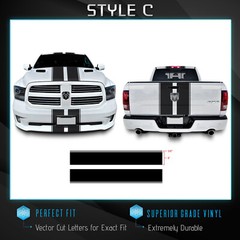 For Ram 1500 Full Body Rally Racing Stripes Graphic Decal Overlay – Gloss Vinyl