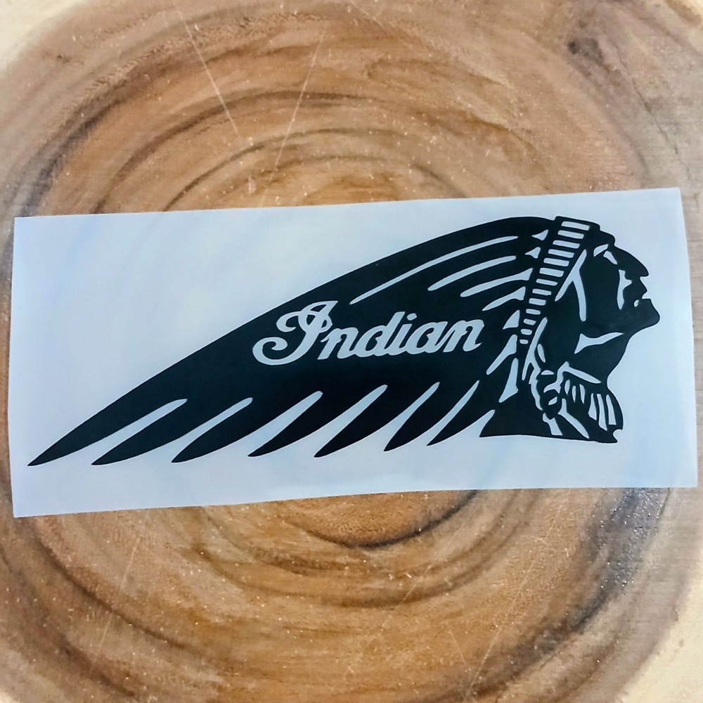 Indian Vinyl Decal (x2) Vintage Motorcycle Style Sticker Bike Helmet Gear Garage