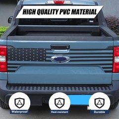 Trunk Tailgate US Flag Vinly Decals Cover Trim Compatible with Ford Black