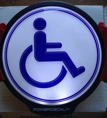 Handicap(White)Light Up Decal Powerdecal Backlit LED Motion Sensing Auto Decal