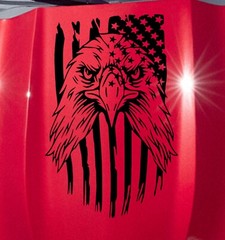 NEW Eagle Flag USA Hood Door Vinyl Decal Racing Stripes (Fits Chevrolet Camaro)
