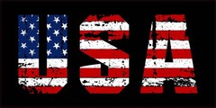 Torn USA American Flag Text Black Rectangle Vinyl Bumper Sticker Window Decal