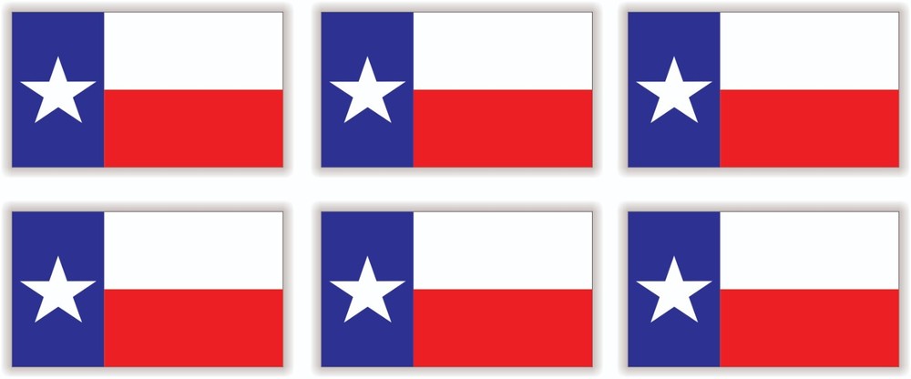 6 Mini TEXAS State Flags 1×1.75-inch Vinyl Stickers Decals Flag | USA Made!