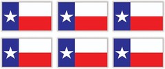 6 Mini TEXAS State Flags 1×1.75-inch Vinyl Stickers Decals Flag | USA Made!