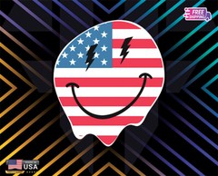 USA US SMILE COUNTRY FLAG, STICKER, DECAL, 5YR VINYL, STATE FLAG (FREE GIFT)