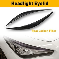1/2set Headlight Carbon Real Fiber Eyebrows Eye Lid Trim Fit Cover Infiniti Q50