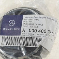 NEW OEM 00040009009283 Raised Chrome & Black Wheel Center Cap for Mercedes Benz