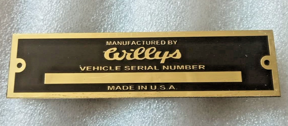 Suitable For Jeeps Willys Vehicle Serial Number Plate Brass Made