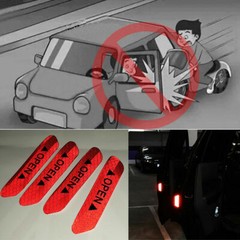 4Pcs Safety Reflective Tape Open Sign Warning Mark Car Door Sticker Accessories