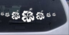 Hibiscus Flowers Row Car or Truck Window Laptop Decal Sticker 8X2.1