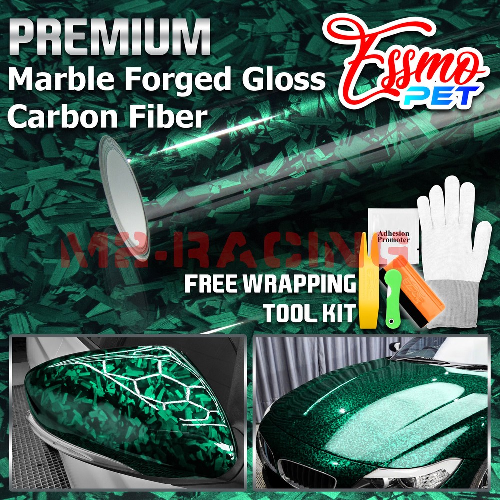ESSMO PET Marble Forged Gloss Carbon Fiber Emerald Green Car Vinyl Wrap Decal
