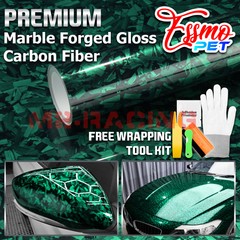 ESSMO PET Marble Forged Gloss Carbon Fiber Emerald Green Car Vinyl Wrap Decal