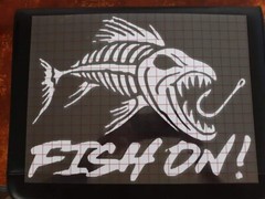 FISH ON SCARY BIG SKELETON FISH PERMANENT VINYL DECAL 8 1/2″x11″