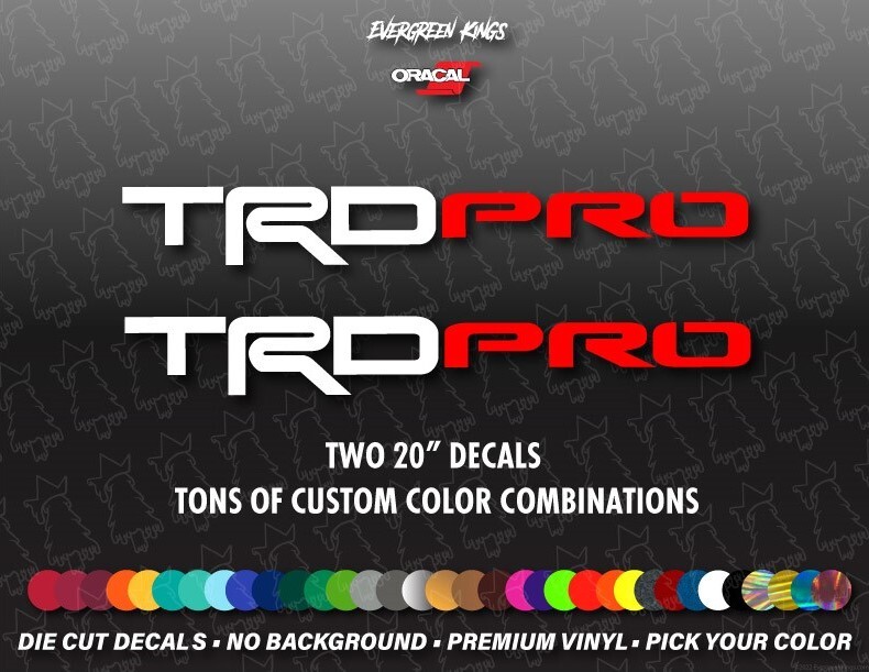TRD PRO Decals Set for Toyota Tacoma Tundra Truck Bed side Stickers – 20 Inches