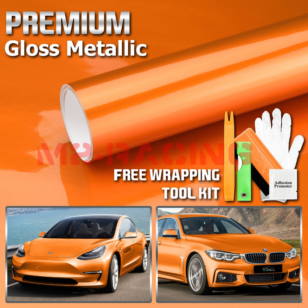 Gloss Metallic Orange Candy Decal Car Vinyl Wrap Film Sticker Sheet Sparkle DIY