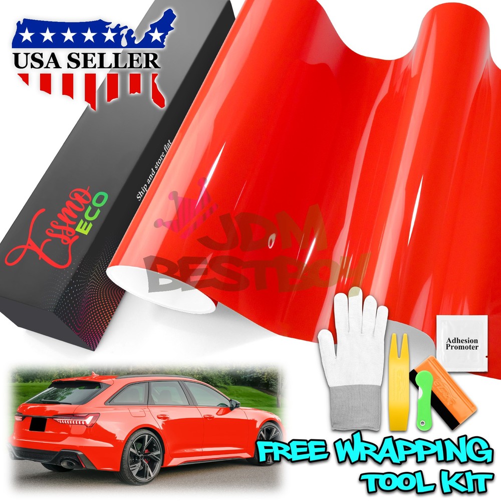 2FTx5FT PPF Racing Red Gloss Color Vinyl Paint Protection Film Scratch Car Wrap