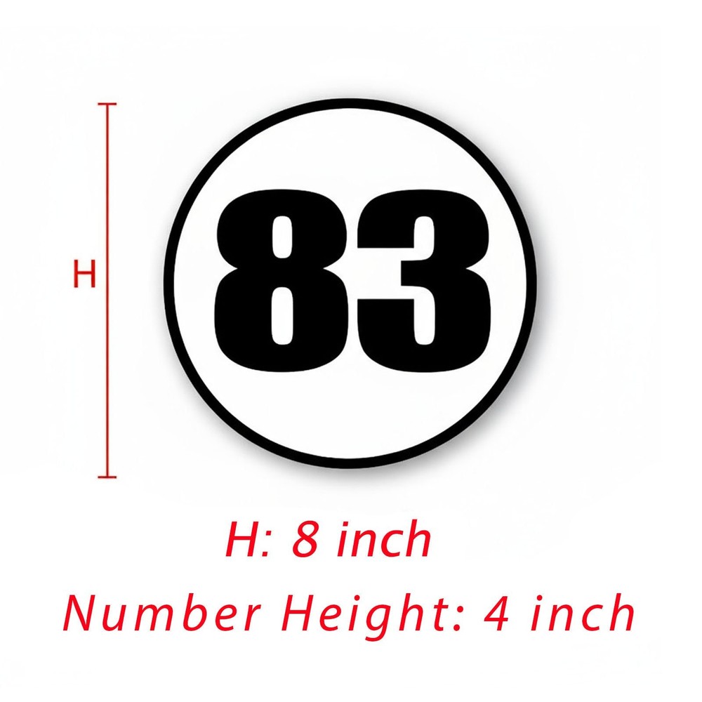 Custom Circle Number Plate 8″ 10″ 12″ Glossy Matte Sticker /Magnet Car Door x2