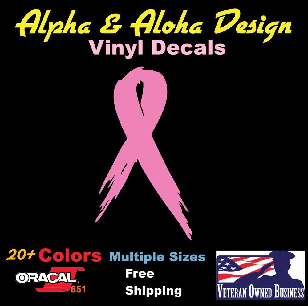Breast Cancer Ribbon Sticker Vinyl Decal – Wall Bow Car Window Laptop Fight Girl