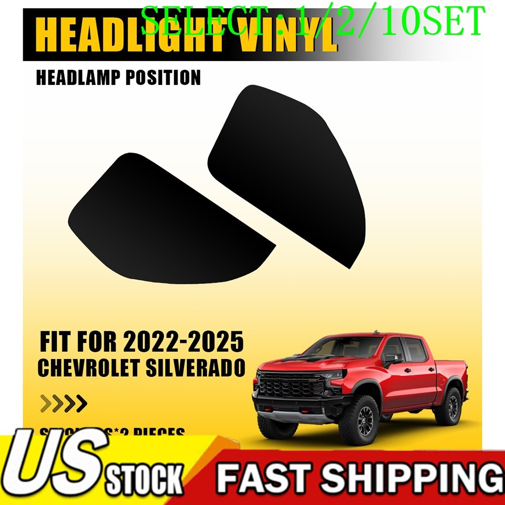 For 22-25 Silverado Custom Trail Boss Headlight Smoke Side Marker Decals 1~10X