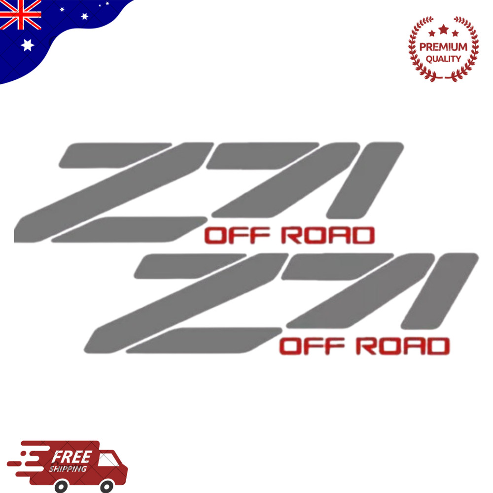 Z71 4×4 Off Road Sticker Vinyl Decal Fits Chevy Truck Silverado 1500 SILVER/RED