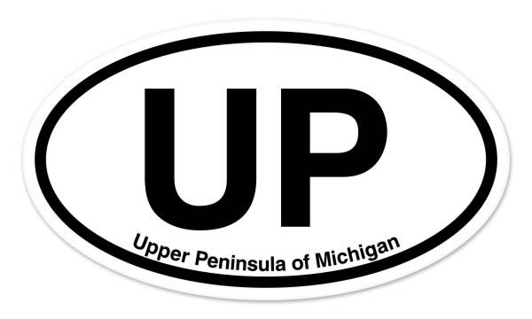 UP Upper Peninsula of Michigan Oval car window bumper sticker decal 5″ x 3″