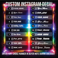 Set of 2 Personalized Instagram Handle Decals for Cars, Trucks Custom Name Decal