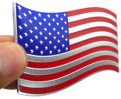 ALUMINUM US American Flag Decal Sticker Car, Motorcycle, Patriotic WAVY