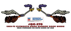 QG-270 1969-73 PLYMOUTH ROAD RUNNER – RUNNING BIRD – DOOR DECAL SET – TWO