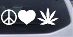 Peace Love Marijuana Pot Cannabis Car Truck Window Laptop Decal Sticker 10X3.3