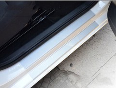 4PC Carbon Fiber Car Door Sill Scuff Cover Scratch Protector Vinyl Decal Sticker