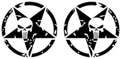 Jeep US Army Star Punisher Skull L and R Vinyl Decal Multiple Colors and Sizes