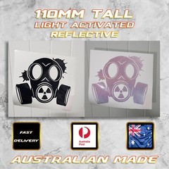 Gas Mask Radioactive style Decal Light activated Laptop Car Bumper PREMIUM
