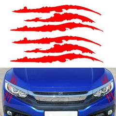 2pcs Red Monster Claw Scratch Decal Reflective Sticker Car Headlight Decoraction