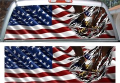 American flag eagle tear rip rear window view thru graphic decal wrap