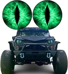 Beast Eyes Headlight Decals Round 3D Stereo Eyes Headlight Decal Stickers Green