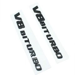 New 2pcs Gloss BLACK V8 BITURBO Fender Side Emblem Badge GT63 E63 G63 S63