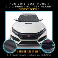 For 2016-2021 Honda Civic Front Bumper Accent Graphic Decal – Carbon Fiber Vinyl
