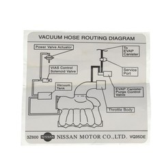 NEW OEM Nissan 2003-2006 Altima Quest Maxima Vacuum Diagram Label 22304-3Z600