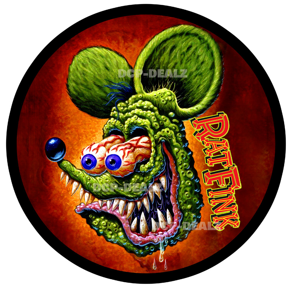 D48 Rat Fink Hot Rod RAT FINK MOTORCYCLE DIE CUT DECAL OR MAGNET VINTAGE