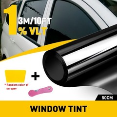 1-10x 20in x 10ft Black Window Tint Roll 1% VLT – Premium 2 Ply Automotive Film