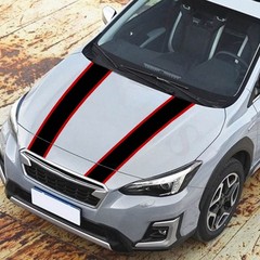 2PCS Front Car Hood Stripe Sticker Auto Body Sport Racing Black Red