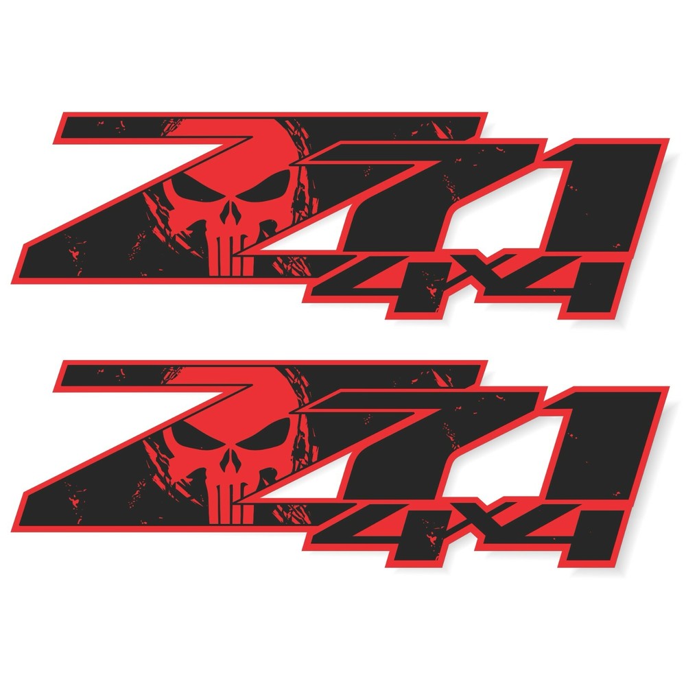 Z71 4×4 Off Road Decals for Chevy Silverado, Punisher Edition Premium Series RED