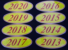 Car Dealer Red and Yellow Oval Model Years, Free Shipping