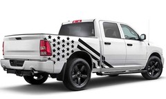 Back side US flag graphics stickers decals compatible with Dodge Ram
