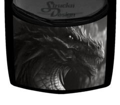 Dark Scaly Grayscale Sharp Dragon Angry Hood Wrap Vinyl Graphic Decal 58″ x 65″