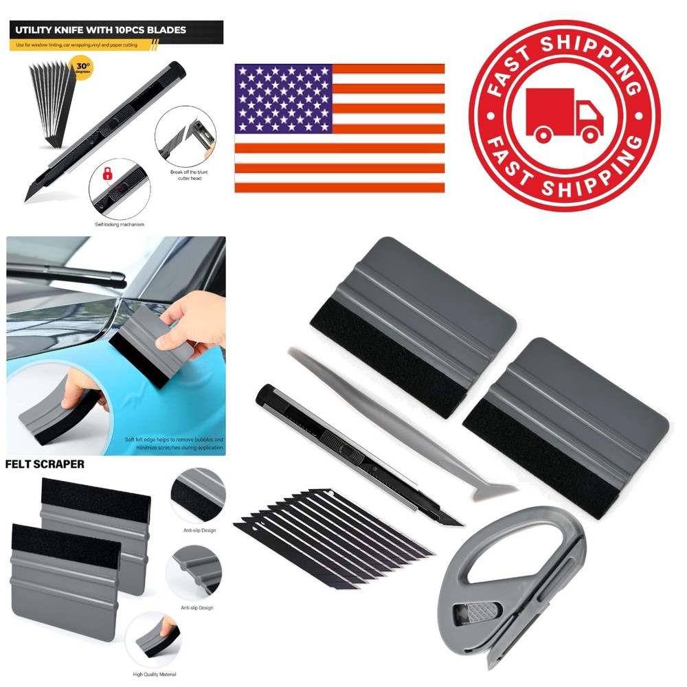 DIY Vinyl Wrap Tool Set with Durable Squeegee and Retractable Utility Knife