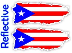 REFLECTIVE Puerto Rico Mini 1×2 Flags Hard Hat Stickers | Helmet Decals Flag